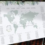 Seating plan delight - World map design with tables as places the couple have travelled too together
