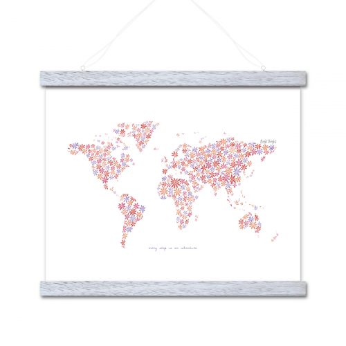 World map delight - floral design